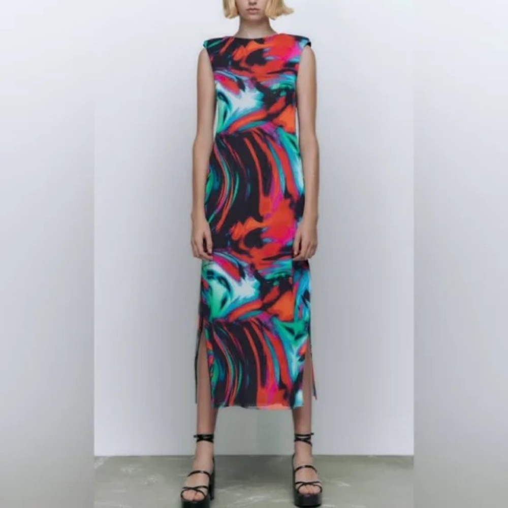 Zara Bright Tulle Midi Dress